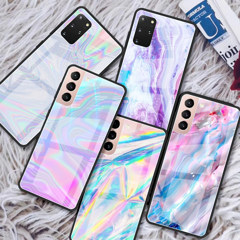 Пастельный металлический стеклянный чехол Tumblr для Samsung Galaxy S22 S20 FE S21 5G S10 S9 Plus Note 20 10