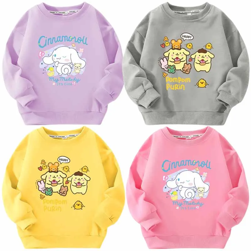 

Sanrios аниме мультфильм Cinnamoroll пурин собака аниме детская Весенняя осенняя одежда толстовки с длинным рукавом свитер для мальчиков девочек пуловер