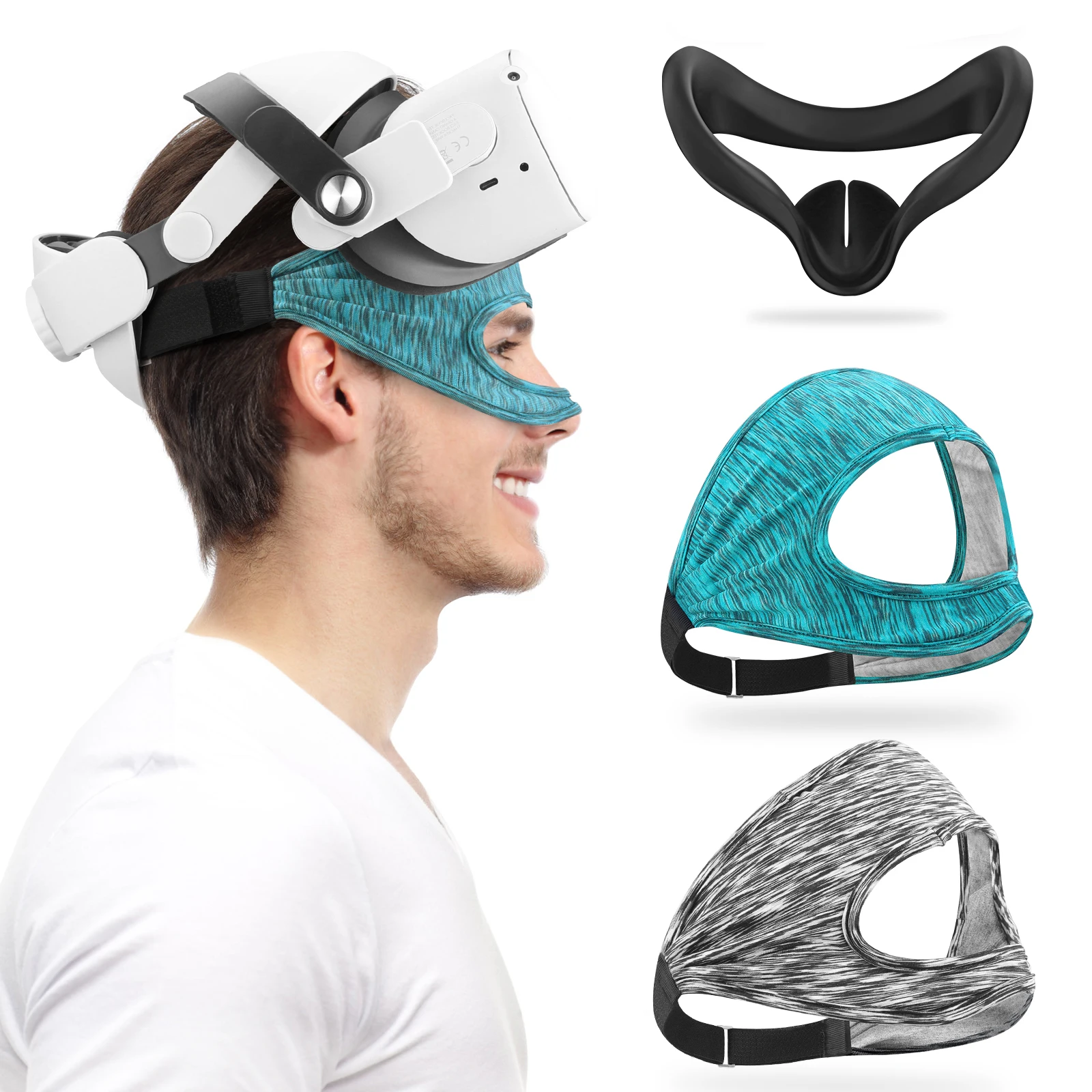 

Новинка, 3 в 1, для Meta Oculus Quest 2, аксессуары, VR очки, маска для глаз, крышка, дышащая, пот, полоса, виртуальная реальность, гарнитура для квеста 2