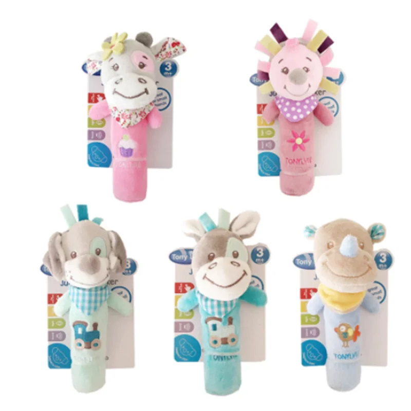 

Погремушка детская мягкая плюшевая в виде животного, на возраст 0-12 месяцев, 1 шт.