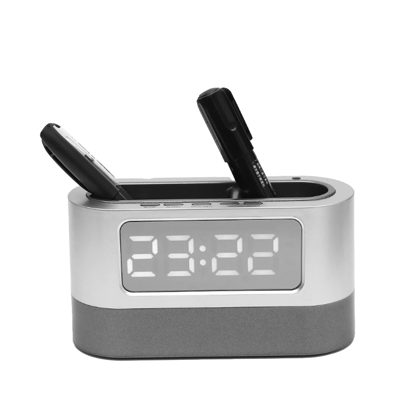 

Alarm Clock Pen Holder LCD Electronic Clock Multifunctional LED Desk Clock Digital Office Stationery for Home Office alarm