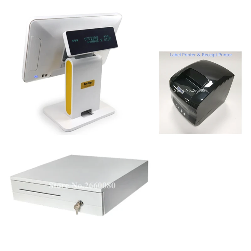 Кассовый аппарат с сенсорным экраном 15,6 дюйма и дисплеем VFD (40 символов)