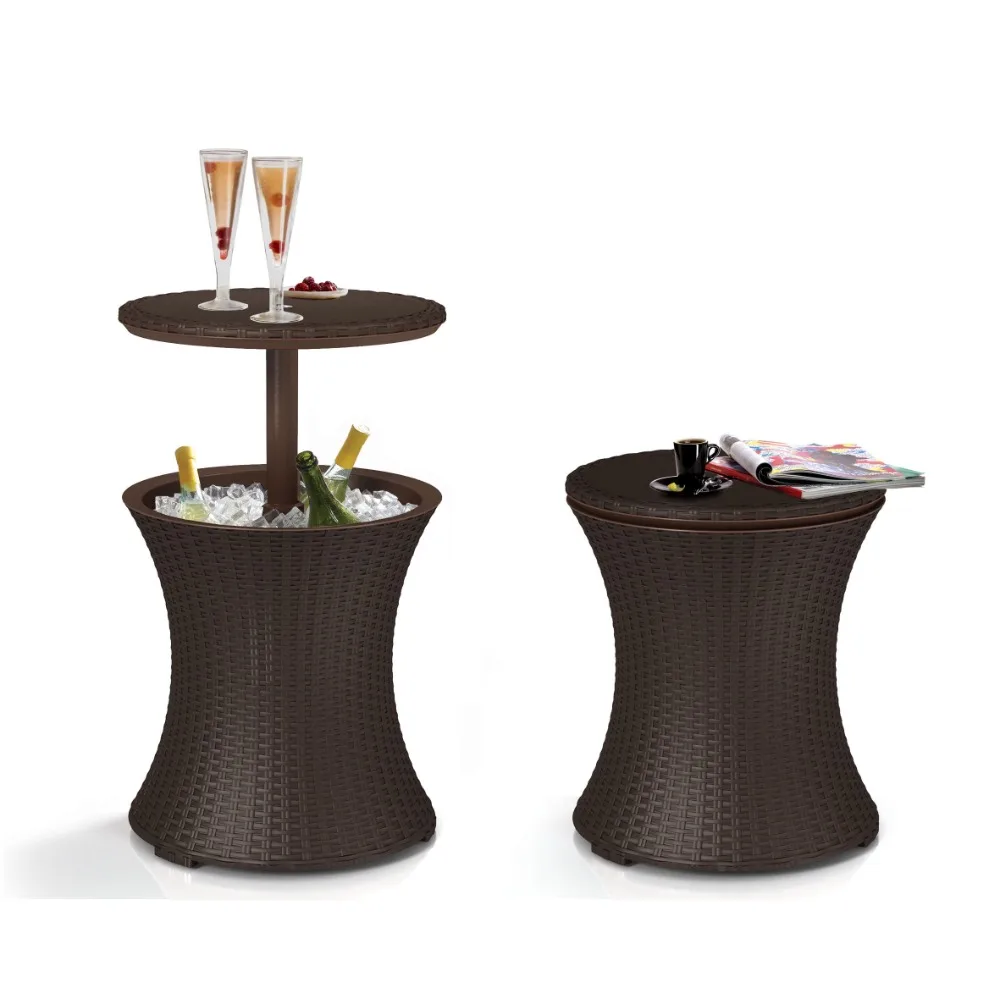 Table, Extra Storage, Rattan Look Brown