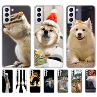 case for samsung galaxy a32 a42 a52 a72 4g 5g s21 plus note 20 ultra phone back cover coque bumper cat wolf tiger dog cute