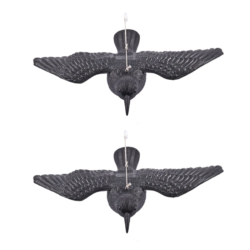 

2X Hunting Decoys Black Birds Crow Garden Bird Caller Deter Scarer Scarecrow Mice Pest Control Deterrent Repeller