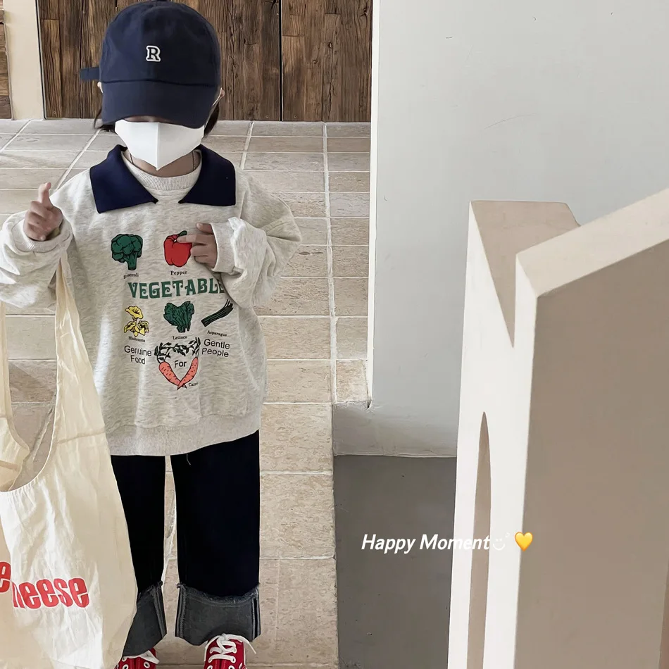 Korean style children loose casual straight jeans Autumn Boys and Girls crimping Wide leg denim pants