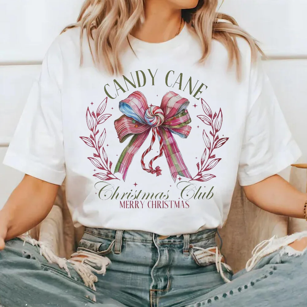 Модная Милая Красивая стильная одежда с принтом банта Рождество и Новый Год Топ