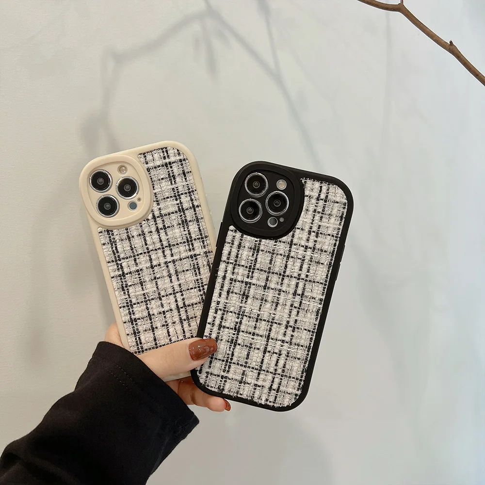 Simple Grid Flannelette Personality Phone Case For iphone 14 13 12 11 Pro Max X XR XSMAX TPU Case Cover New Products
