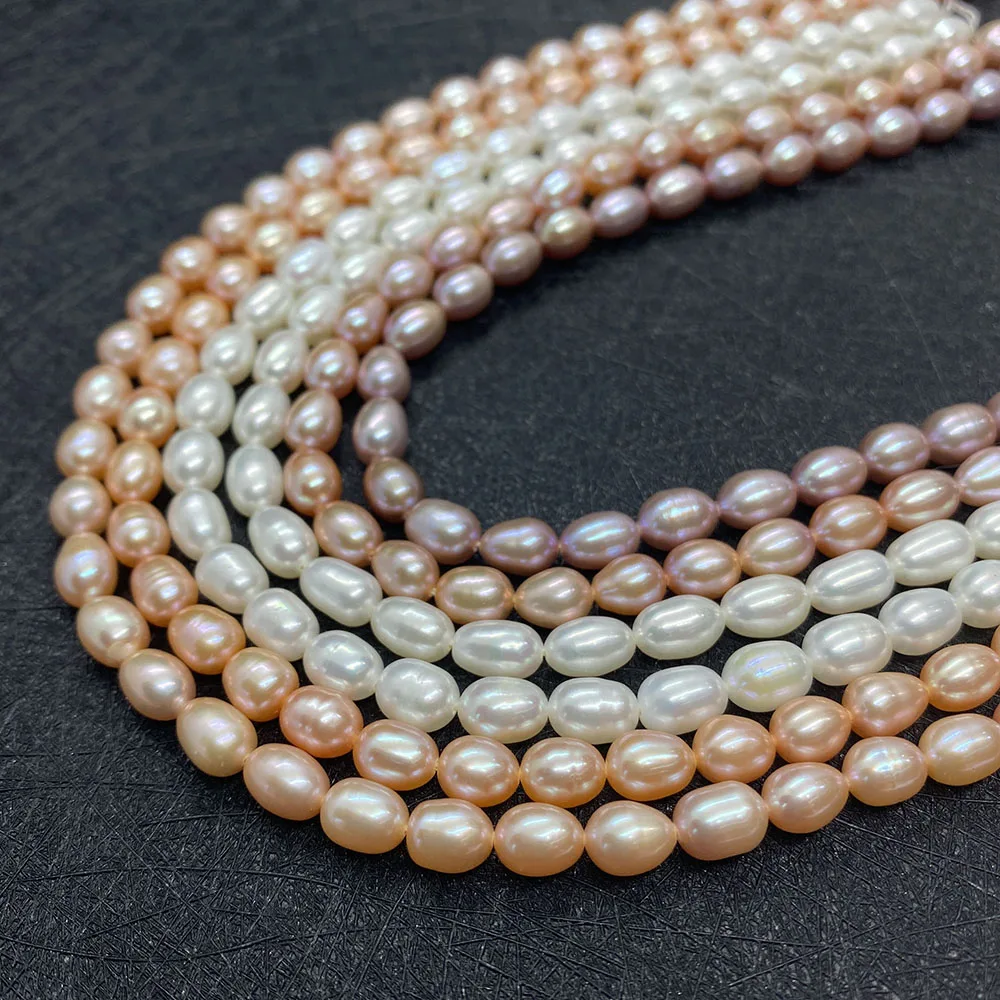 New AAA Grade Natural Fresh Water 5-6mm Rice-shaped Pearl DIY Jewelry Fashion Necklace Bracelet Ladies Jewelry Accessories