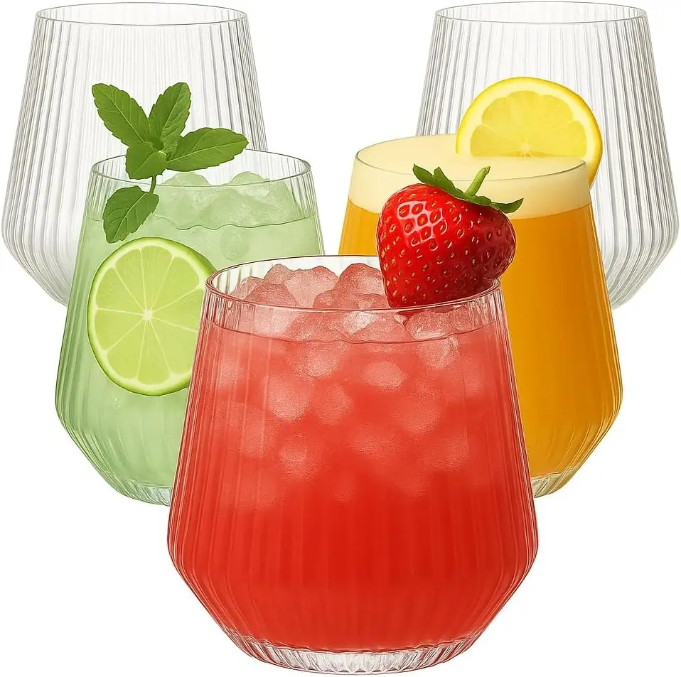 

Пластиковые бокалы для вина без стеблей Ribbed, 14 унций, 20/40 шт.