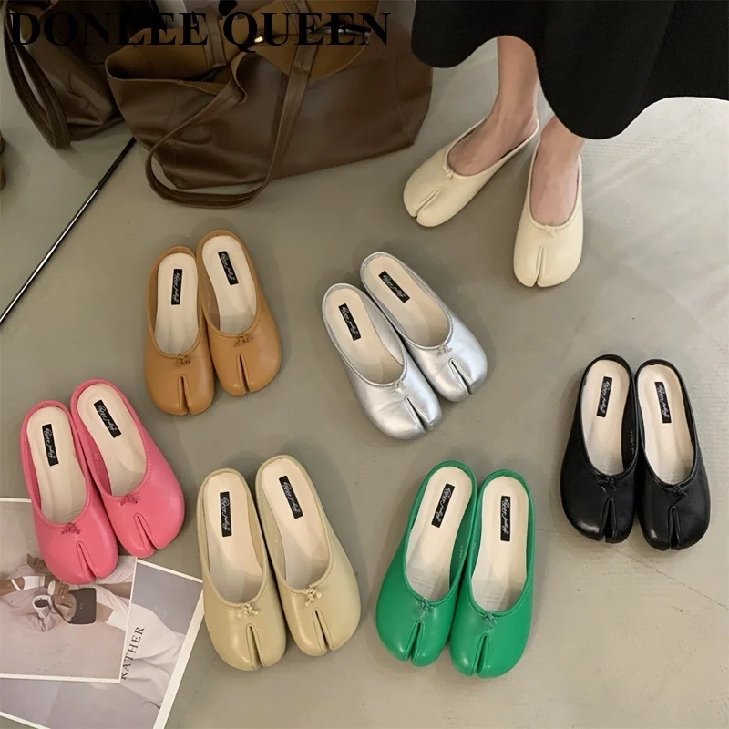 

2023 New Summer Slippers Women Flat Shoes Fashion Split Toes Mules Casual Shallow Loafers Lazy Slip On Slides Outdoor Sandalias