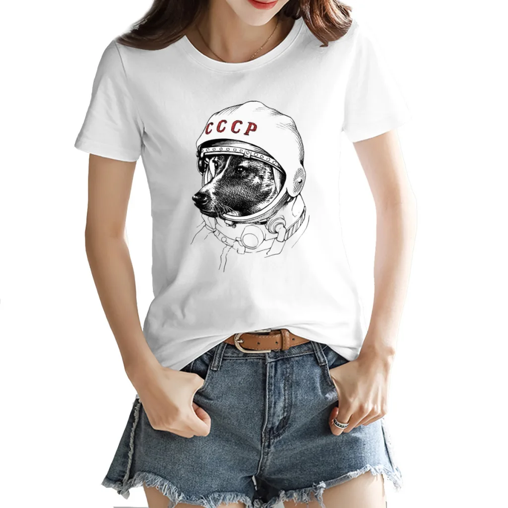 Laika женская футболка с коротким рукавом принтом космический путешественник