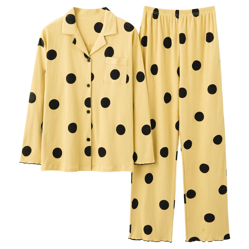 

Women Cartoon Cardigan Sleepwear Plus Size Pyjamas Ladies Pijama Autumn Cotton Homewear New Long-Sleeved Trousers