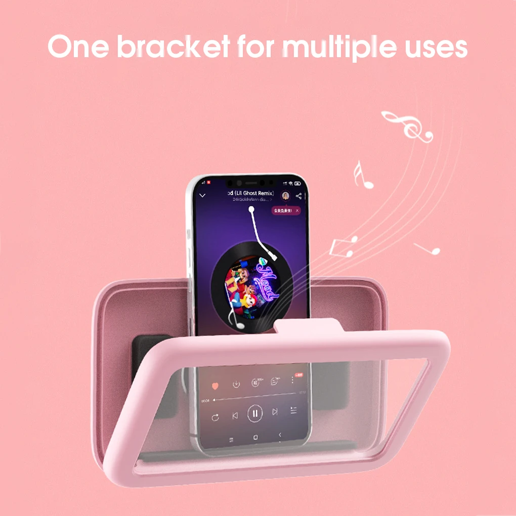 

Shower Mobilephone Holder Waterproof Dustproof 360 Degree Rotatable Shelf Punch-free Sponge Support Wall-mounted Organizer