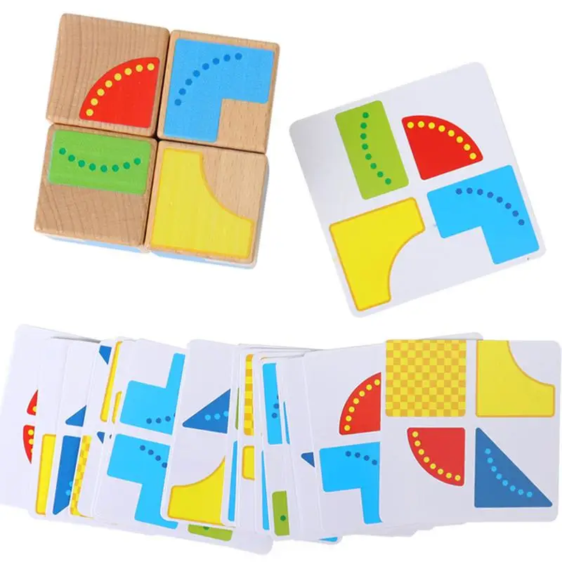 

Wooden Blocks For Toddlers 1-3 Wooden Shape Puzzles Montessori Educational Preschool Building Blocks Toys Gifts For Colors &