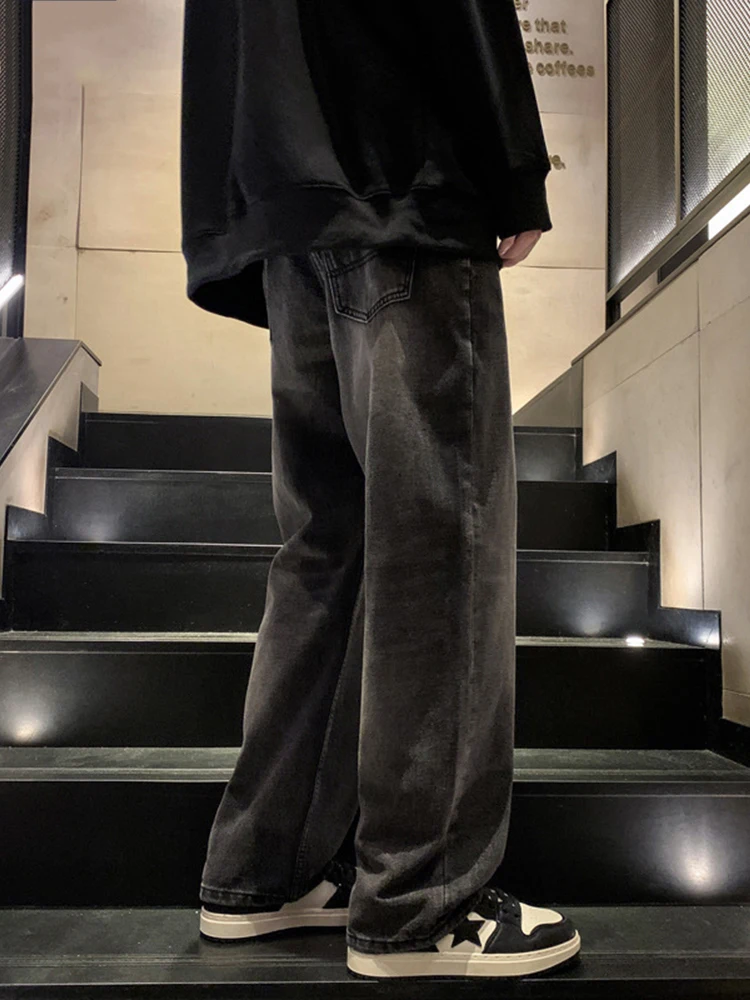 New Men's Hip -hop Street Wide -leg Jeans Men's American Retro Loose Straight Pants Casual Men's Clothes Ins -selling Clothing