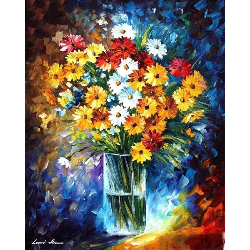 

Diamond Art Paint Oil Painting Abstract Flower Jewel Cross Stitch Handmade 5D Diy Paint Full Drills Arts and Craft Kit for Adult