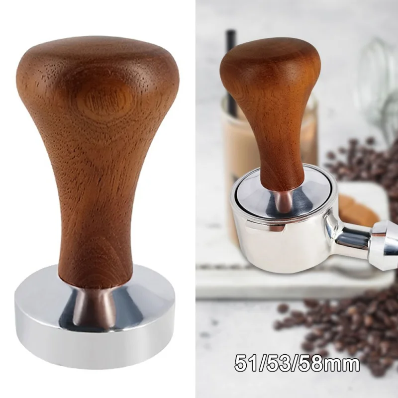 

2023NEW 51 мм/53 мм/58 мм Темпер для кофе с деревянной ручкой, молоток для эспрессо, Темпер для кофе, дистрибьютор, тамперы для кофе