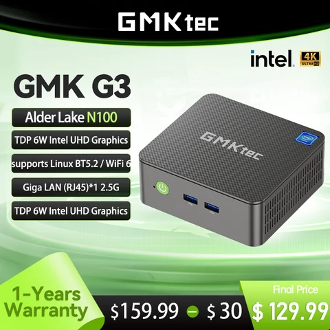 Мини-ПК GMKtec GMK G3 NUCBOX Windows 11 Pro Alder Lake N100 Intel 12th BWiFi 6