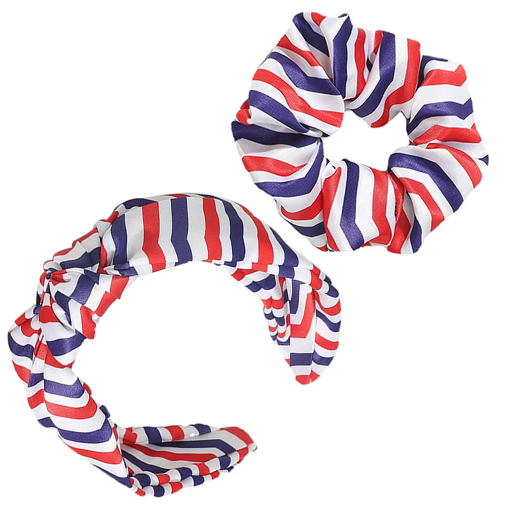 

American Flag Headband Hair Loop Women Ties Ponytail Holders Broadside Jewels Headdress Satin Decorative Headbands Women's