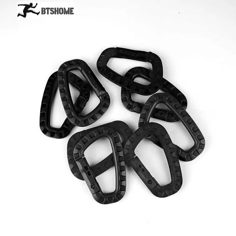 

4pcs Outdoor Carabiner Lightweight Tactical Black D Buckle Mountaineering Bag External Key D Buckle