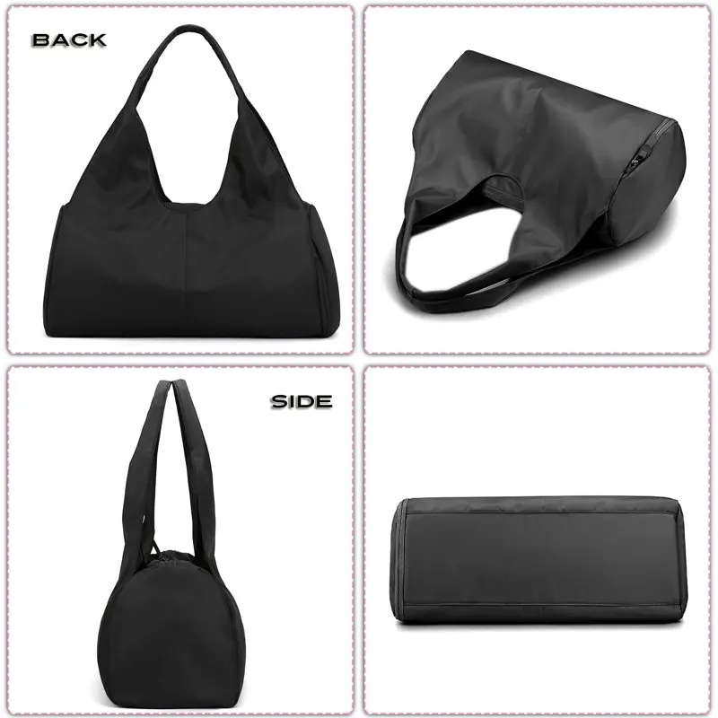 Carry On Travel Duffle Bag Packable Luggage Travelling Gear Sports Gym Bags Lightweight Tote Shoulder Pack, Black