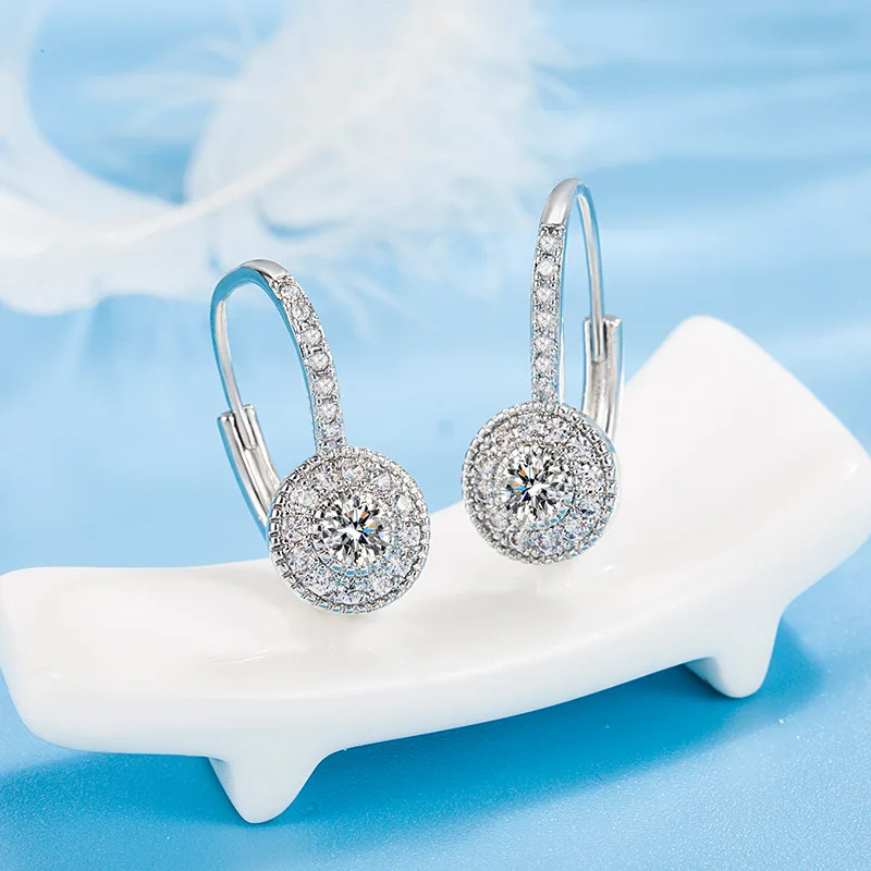 

S925 Sterling Silver Natural Diamond Earring Women Fine Aros Mujer Oreja 100% Diamond Gemstone Orecchini Bizuteria Drop Earrings