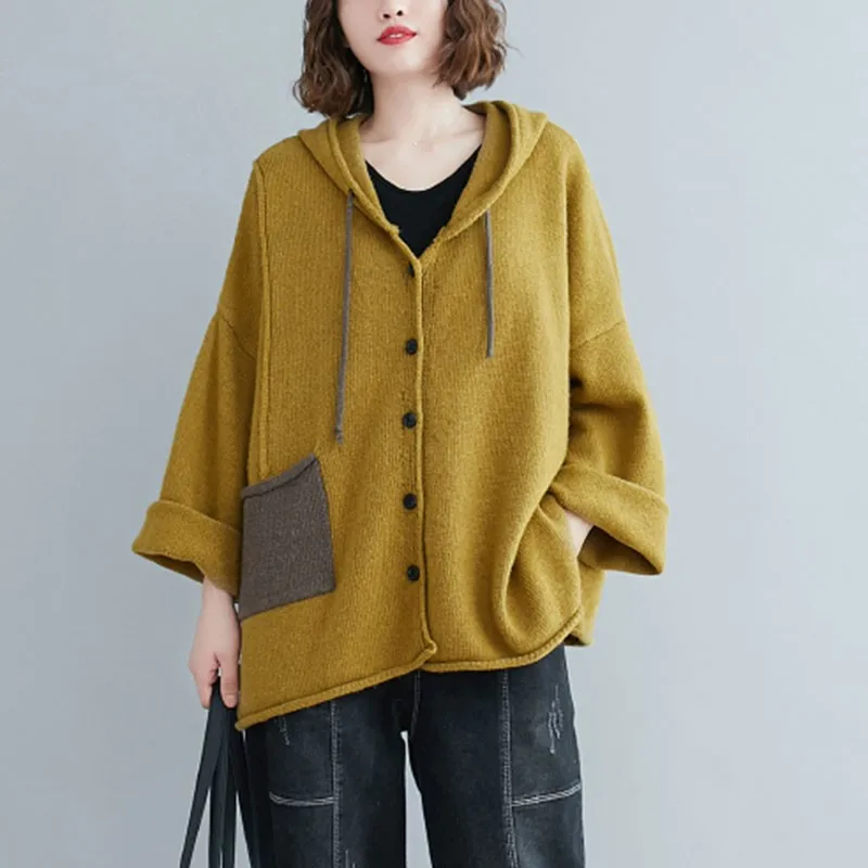 

Women Knitted Cardigan Coats New Arrival 2023 Autumn Winter Korean Vintage Style Loose Female Casual Sweater S2371