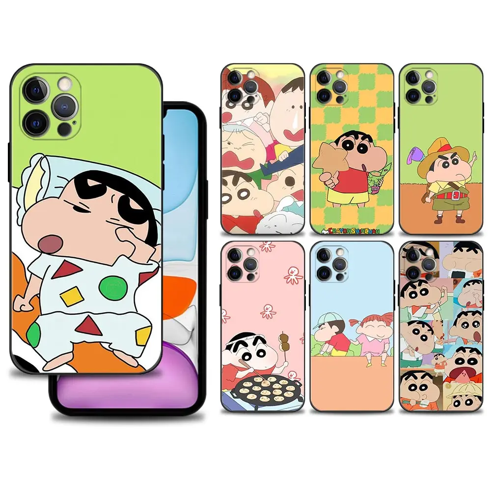 

Phone Case For iPhone 13 12 11 pro max Cover XSMax XS XR X 8 7 6 6s plus 13mini 12mini Silicone Funda Crayon Shinchan Cute