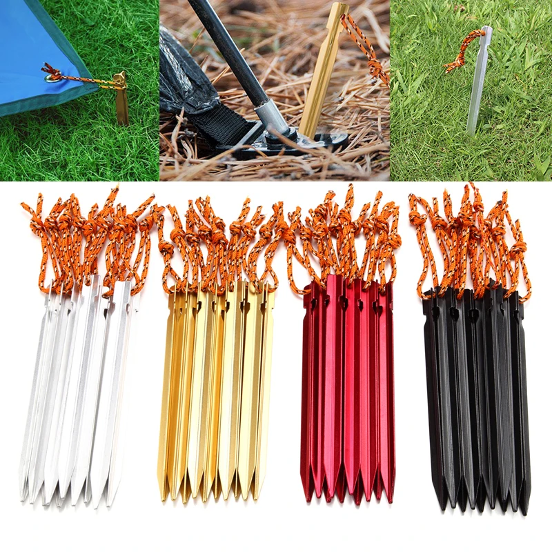 

10pcs Curving Ground Spike Tent Peg Aluminum Alloy Tent Nail Stake Pin Nail Outdoor Hiking Trip Hammock Camping Tent Accessories
