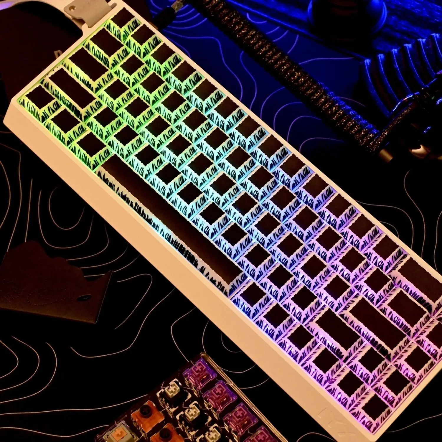 130-клавишные граффити 2 0 прозрачные колпачки для клавиш из ПБТ с боковым принтом