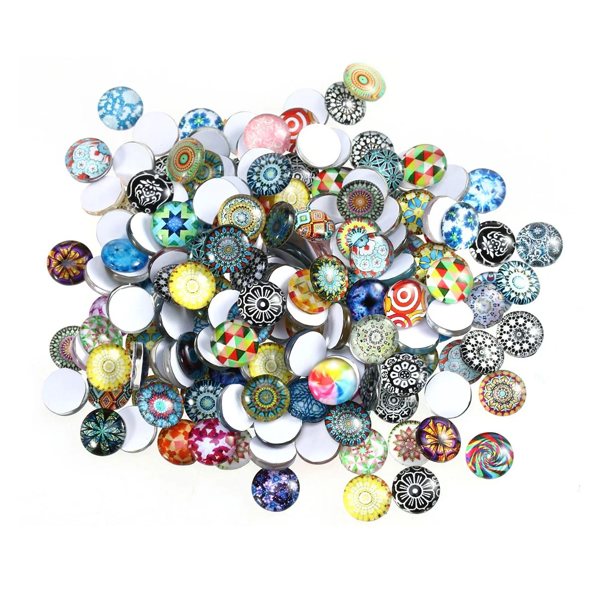 

Mosaic Tiles Crafts Round Dome Supplies Mixed Tile Beads Craft Half Making Jewelry Gemstone Photo Crafting Ceramic Flatback