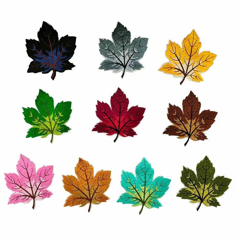 1 Pcs Self-adhesive Maple Leaf Embroidery Patches DIY T-shirt Coat Jeans Backpack Sewing Decoration Applique Sticker Accessories