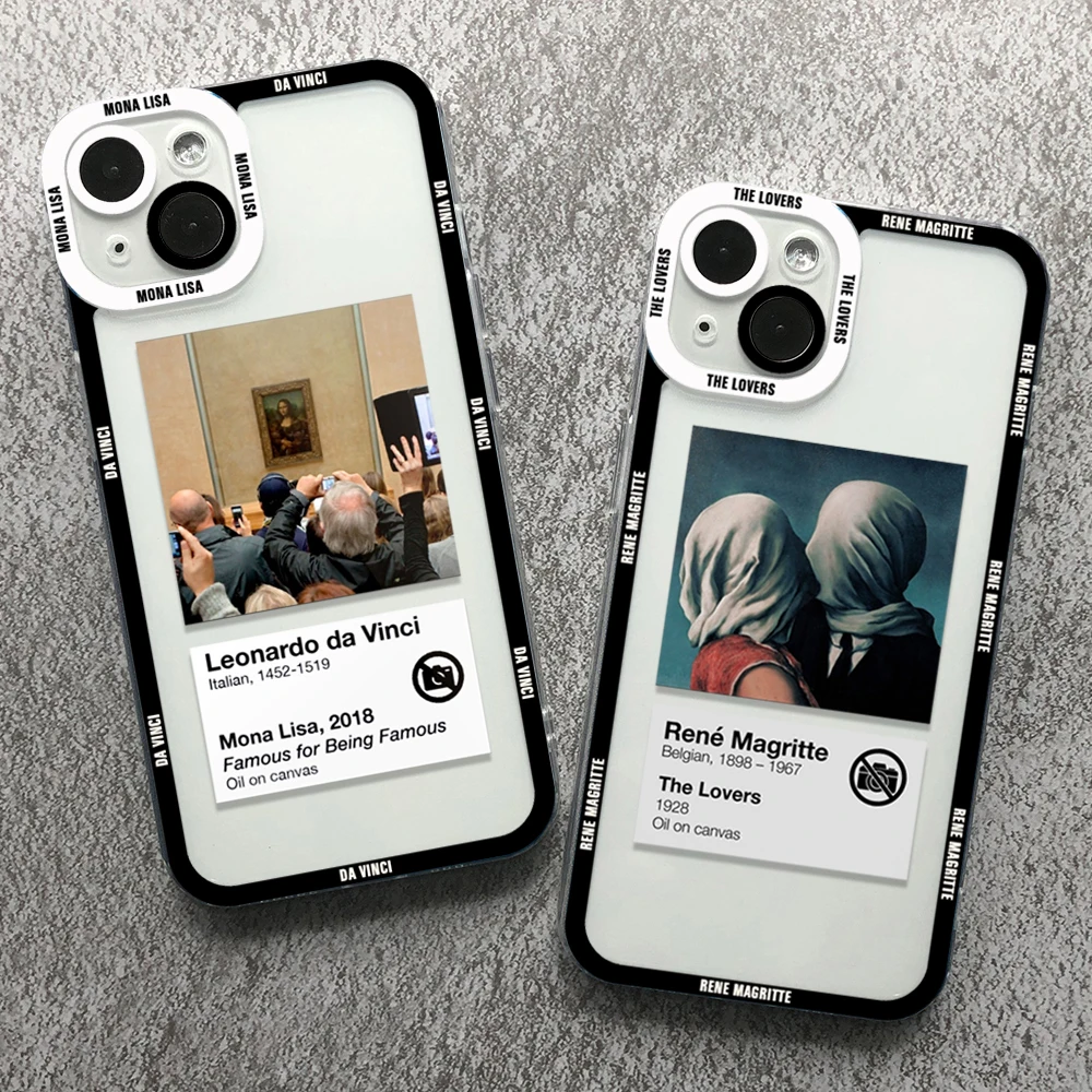 

Vintage Da Vinci Rene Magritte Phone Case For iPhone 14 13 12 11 Pro Max Mini XS X XR SE 7 8 Plus Soft Cover