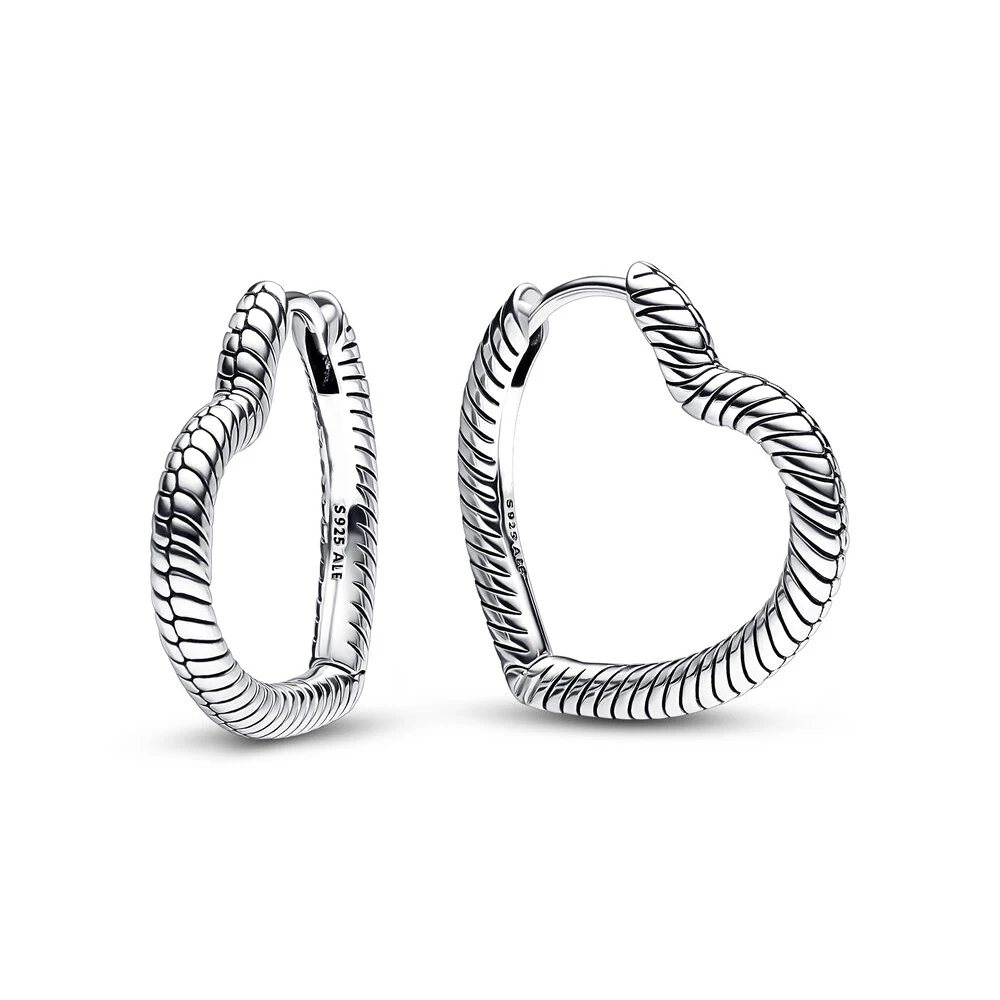

925 Silver Heart Charm Hoop Earrings fit Pandora for Women Birthday Fine Jewelry Gift