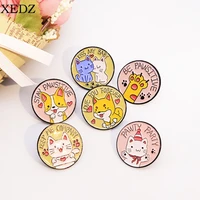 creative geometric round cat dog enamel pin corgi kitten pawty party brooch cute cat claw badge kids jewelry gifts for friends