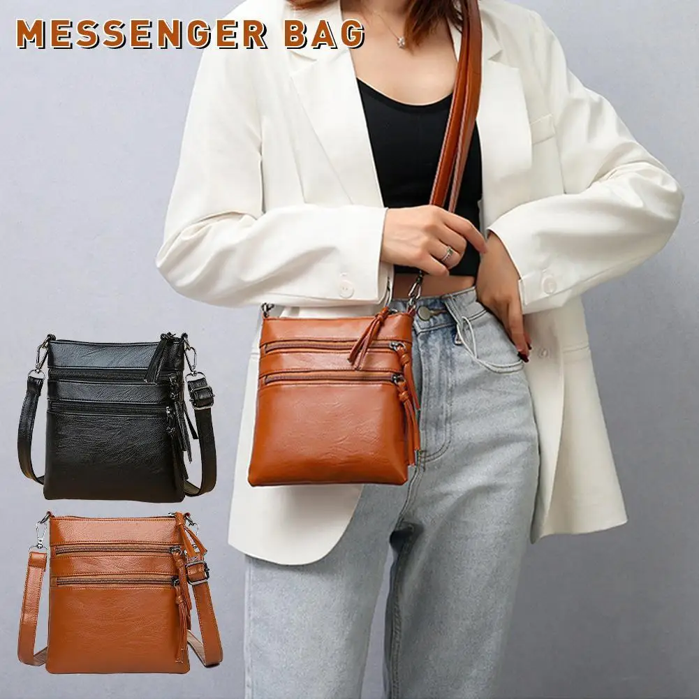 

Женская сумка через плечо с карманом на молнии, из мягкой кожи