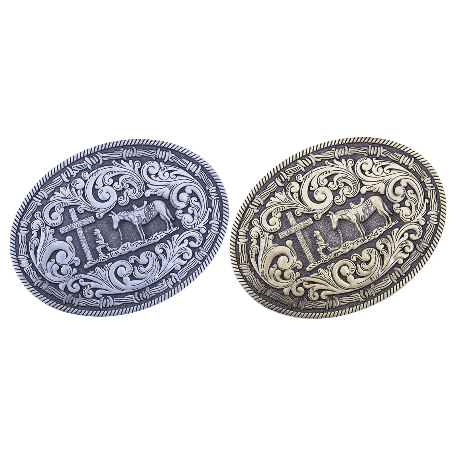 

Cowboy Belt Buckle Men Women Alloy Classic Fashion Antique Engraved Knight Horse Retro Buckle for Daily Use Party Birthday Gift