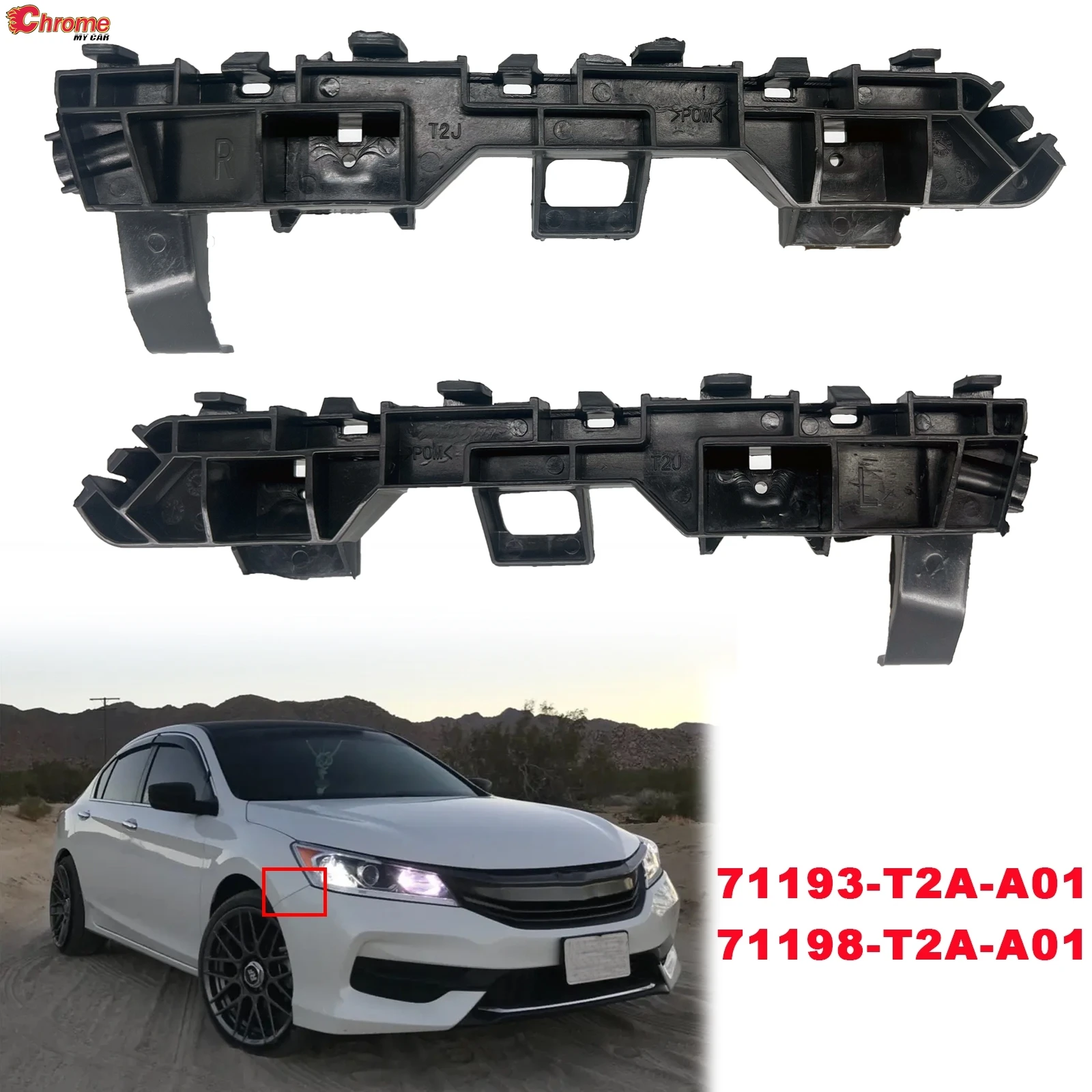

Для Honda Accord 2013-2017 автомобильный передний бампер, фиксаторы, распорка, левая и правая пара, Боковой бампер, крепление 71193 71198-T2A-A01