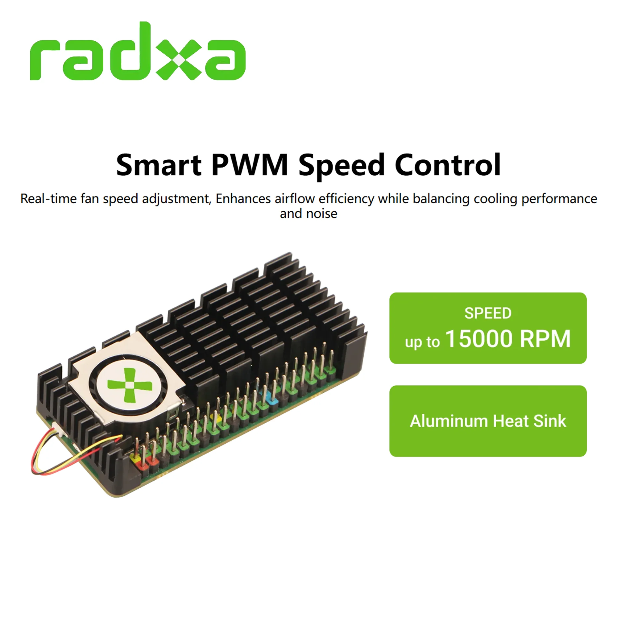 Фото Радиатор Radxa A7Z 6530B для Radxa Cubie A7Z, алюминиевый радиатор с вентилятором, управление скоростью ШИМ, эффективное рассеивание тепла №5
