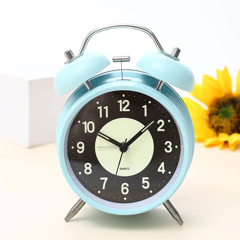 

Bedside table Silent Non-Ticking Analog Quartz 3/4 Inches Battery Operated Twin Bell Loud Alarm Clock with Backlight for Bedroom