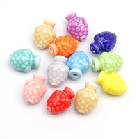 hand made strawberry ceramic beads for jewelry making necklace bracelet 14x10 5mm multicolor porcelain beads wholesale