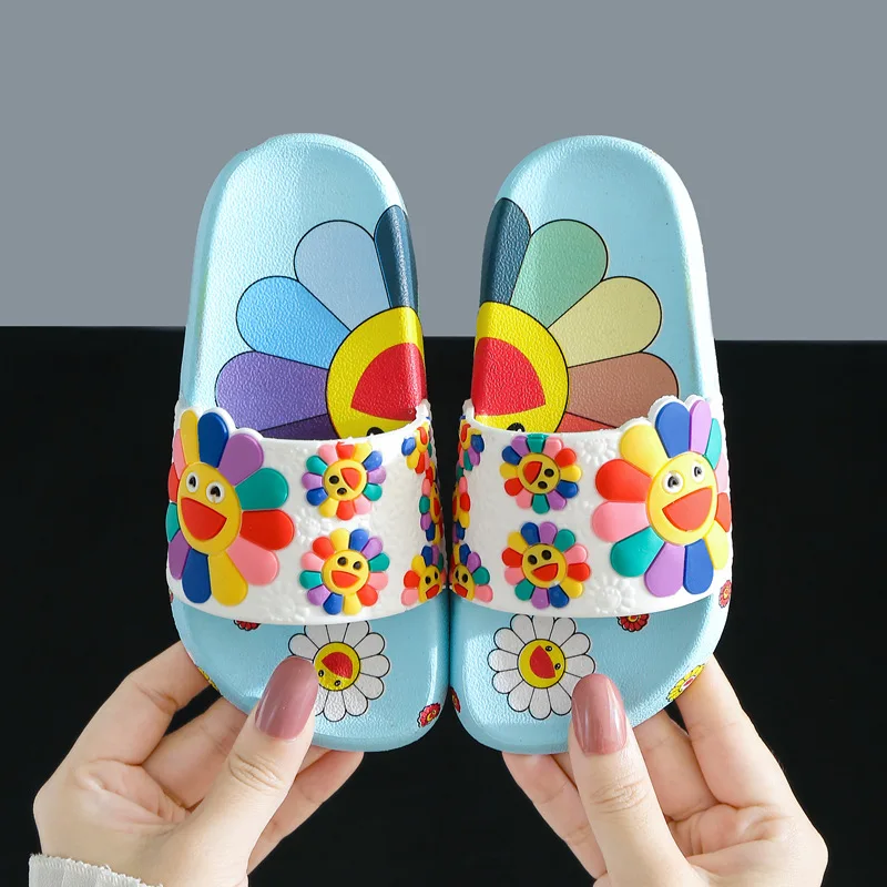 Sunflower Slippers for Girls New Summer Kids Beach Shoes Baby Toddler Soft Indoor Slippers Children Sandals