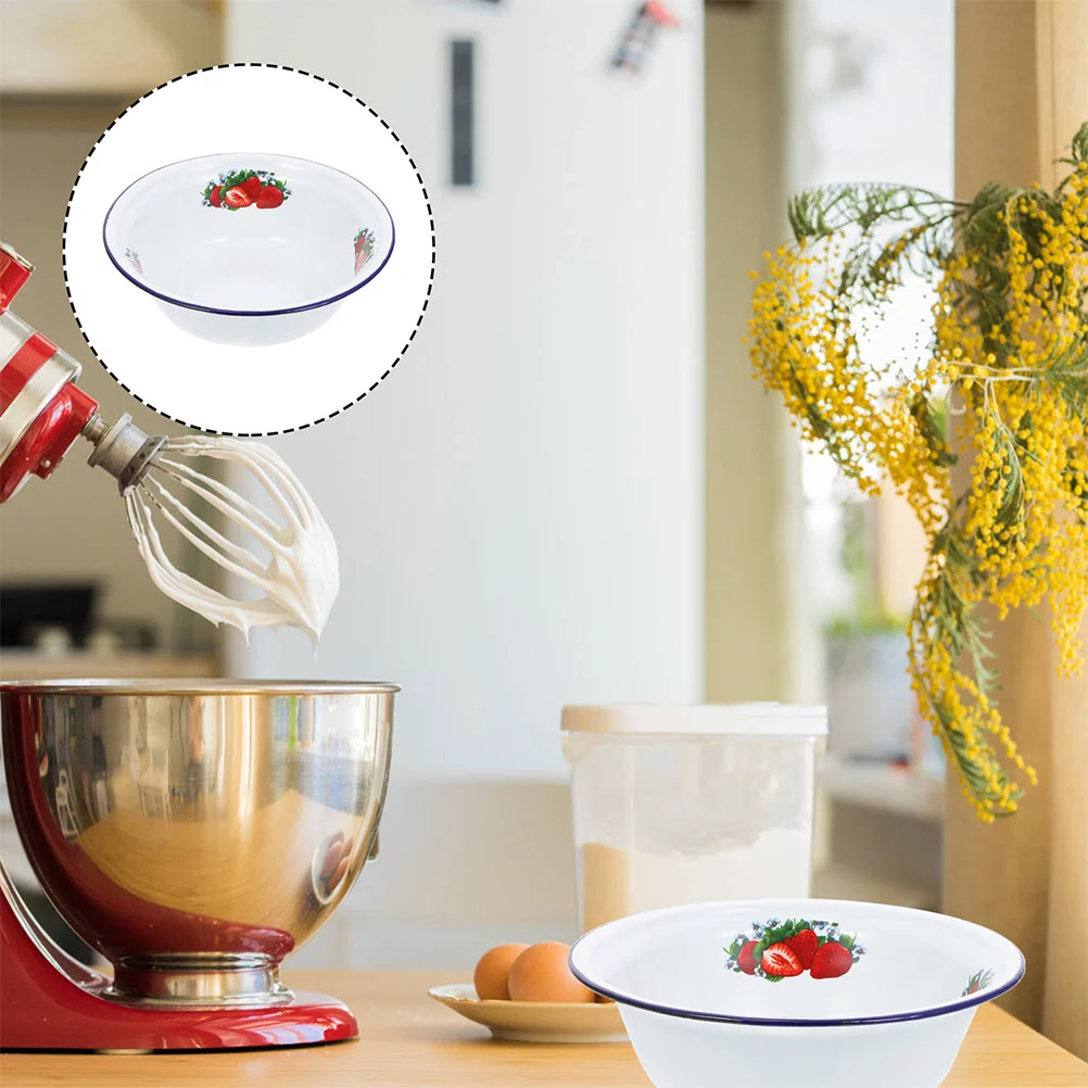 

Bowl Enamel Bowls Basin Serving Soup Vintage Food Noodle Kitchen Mixing Metal Chinese Plates Dinner Tray Salad Enamelware Retro