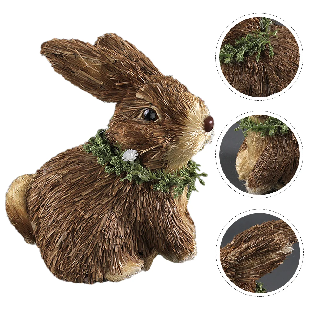 

Bunny Statue Easter Decorations Figurines Figurine Rabbit Figurestatues Decoration Creative Decor Figures Table Homegrass Straw