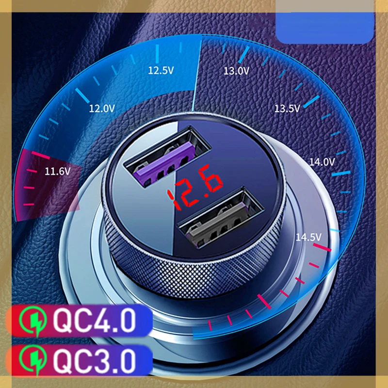 

Metal QC 3.0 Dual USB Car Charger Quick Charge 3.0 Fast Charging For iPhone Auto Digital LED Display