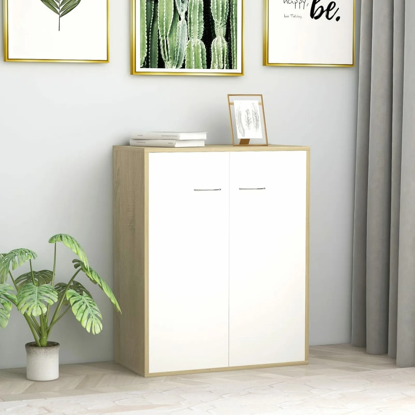 

Sideboard White and Sonoma Oak 23.6"x11.8"x29.5" Chipboard