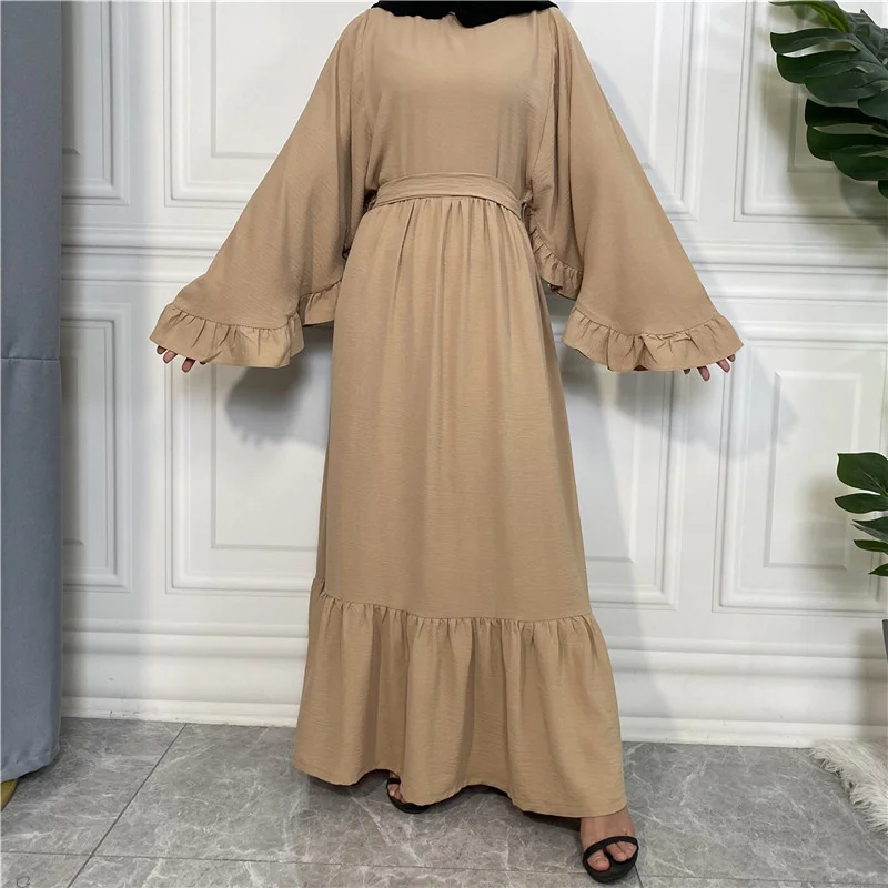 

Muslin Dress Middle East Women Long Robe Bat Sleeve Loose Dubai Islamic Kaftan Abaya Dress Fashion Female Clothing Multi-color