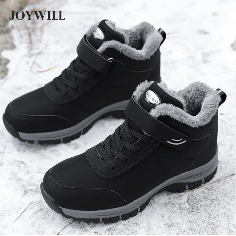 

Мужские зимние ботинки JOYWILL, уличные модные Прогулочные кроссовки, кожаные водонепроницаемые плюшевые теплые женские ботильоны 2022