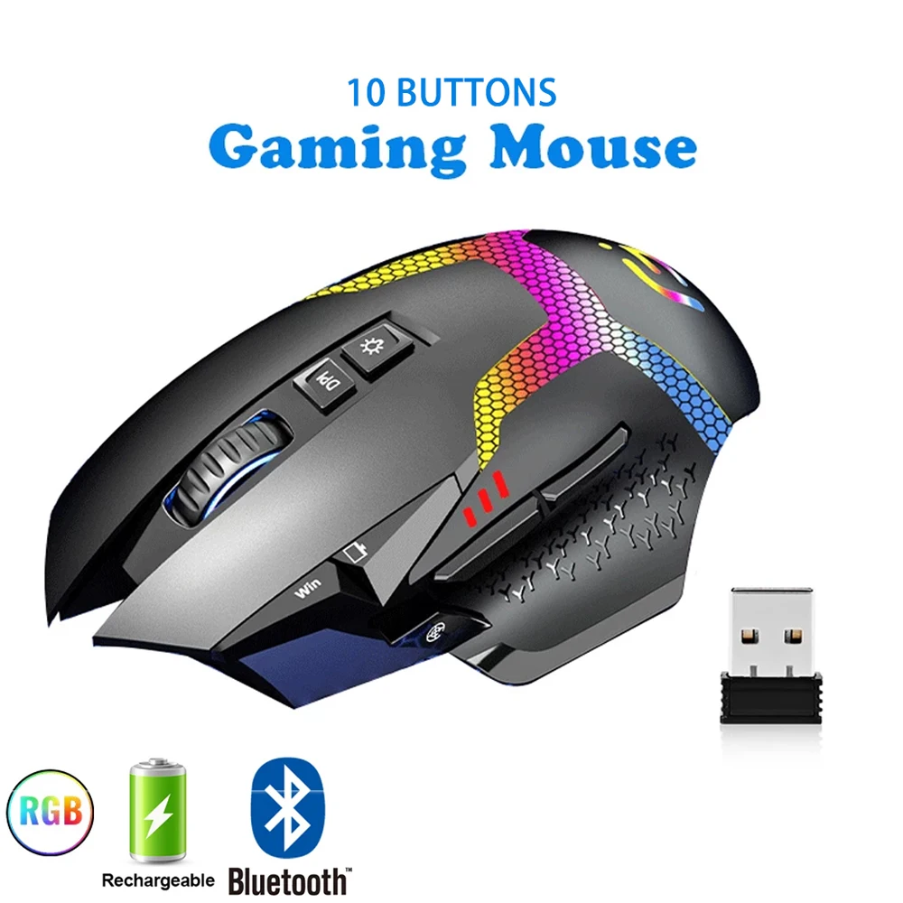 

Wireless Mouse Wired Esports Game Mice 2.4G+Bluetooth Charging Wireless Silent Mouse For Laptop PC Computer Gaming Mice